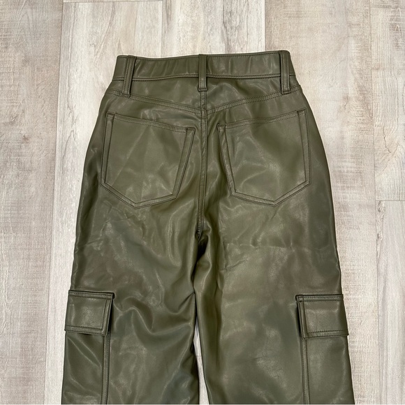 Abercrombie & Fitch Dark Green Faux Leather Wide Leg Cargo Pants - Picture 11 of 15